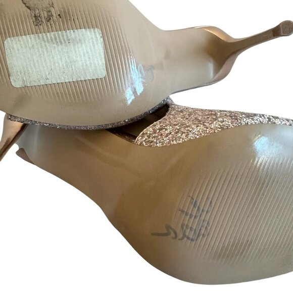 Steve Madden Sinful Pink Glitter Heels Open Toe Sandals Slides Size 7.5 Women's - Picture 9 of 10